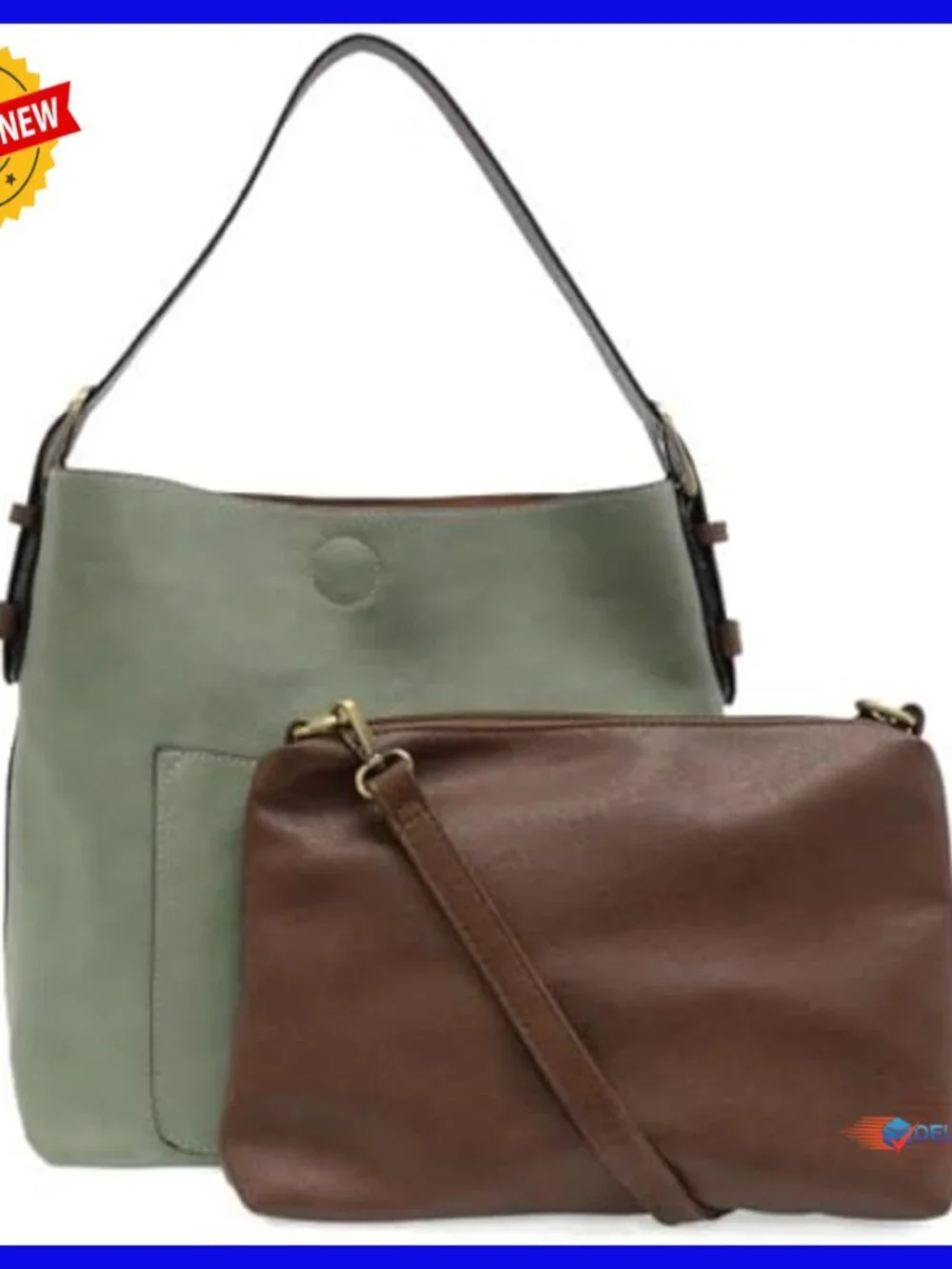Large Faux Leather Hobo Handbag with 3 Compartments and 4 Pockets